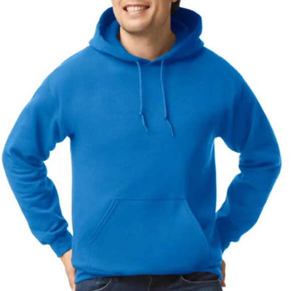 New Gildan Heavy Blend Royal Blue Hooded Sweatshirt with Kangaroo Pockets - Picture 2 of 4